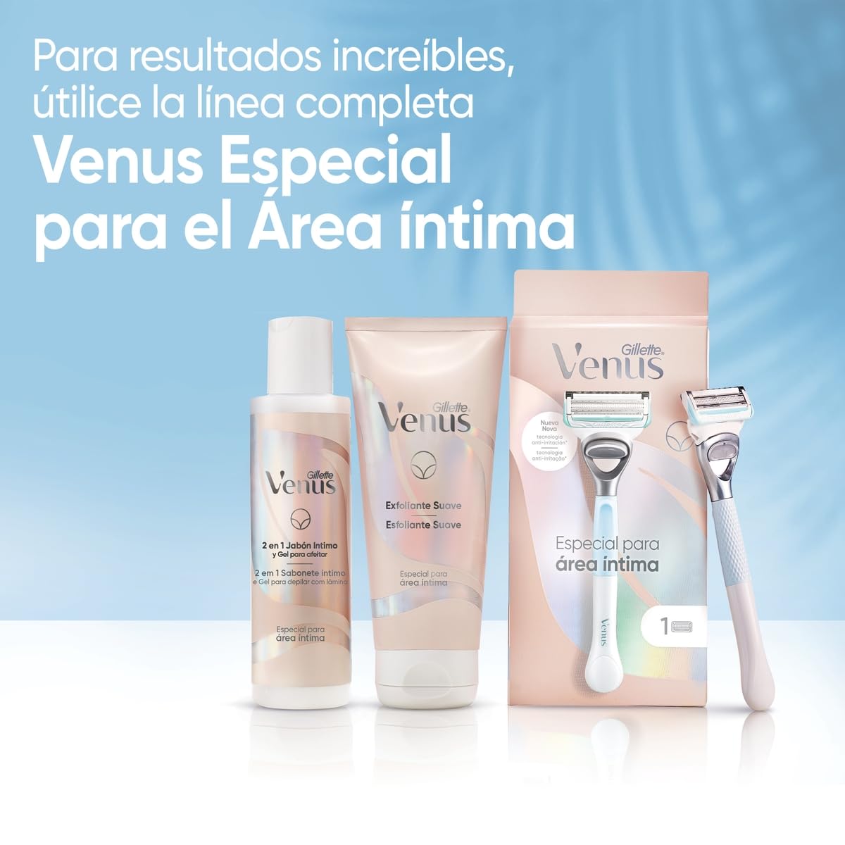 GILLETTE Venus para Área Íntima, Rastrillo para Mujer, 1 Mango + 1 Cartucho para Rastrillo Venus con Barrera Anti Irritación, Depilación Zona Íntima