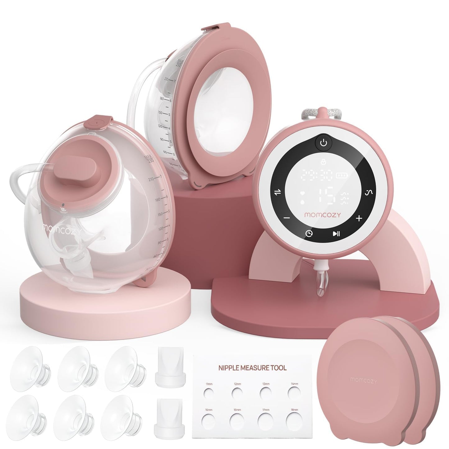 Momcozy Extractor de Leche Eléctrico Portátil | V1 PRO, Sacaleches Wearable, 3 Modos y 15 Niveles, Brida Doble Antifugas, Rojo Acogedor