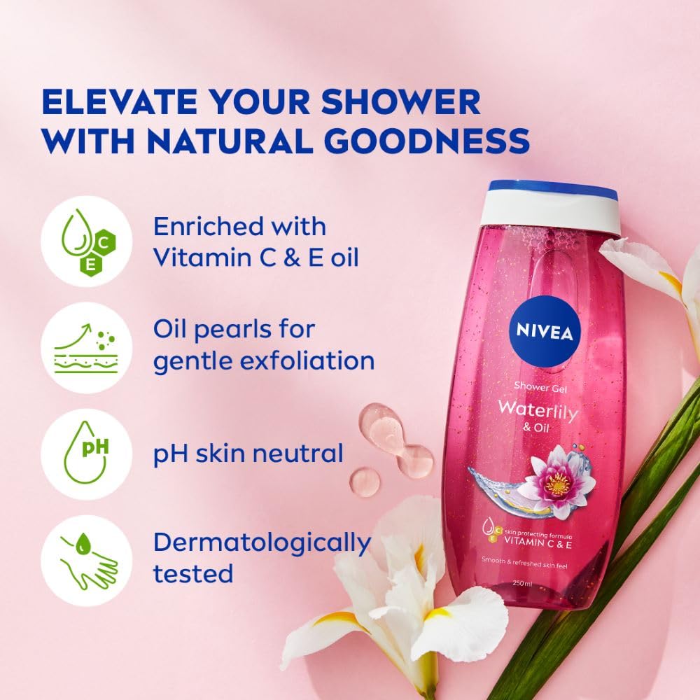 Nivea Bath Care Shower Water Lily Oil, 250ml