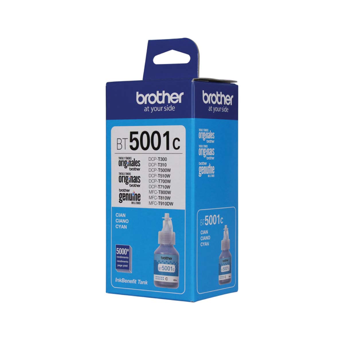 Brother Cartucho Laser BT5001C, 5000 Páginas + Botella de Tinta Magenta BT5001M 5,000 Páginas, Talla Única, Compatible con DCP-T300, DCP-T500W, DCP-T700W, MFC-T800W, Alto Rendimiento