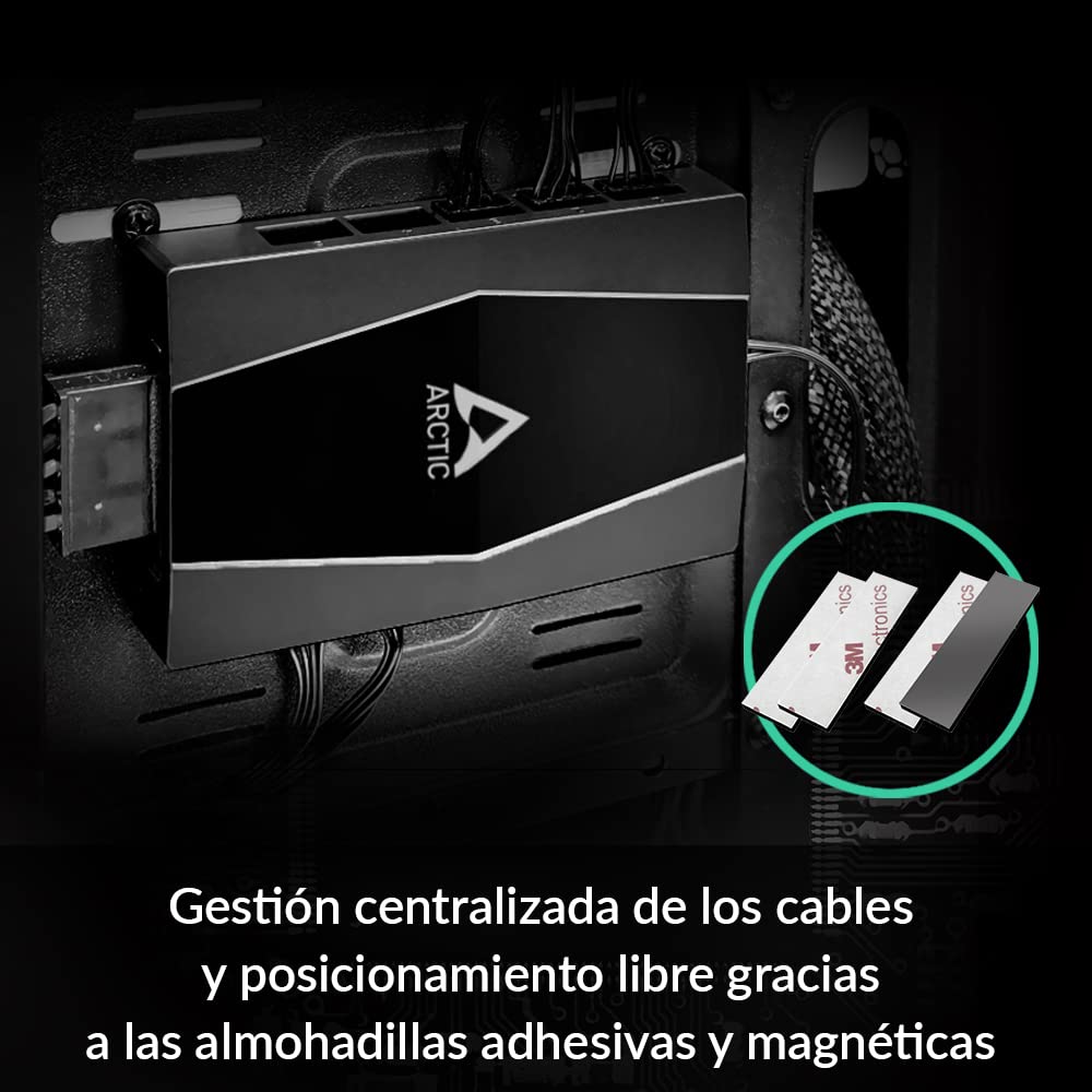 ARCTIC Case Fan Hub - Distribuidor de Ventiladores PWM de 10 Veces con Potencia SATA - Negro