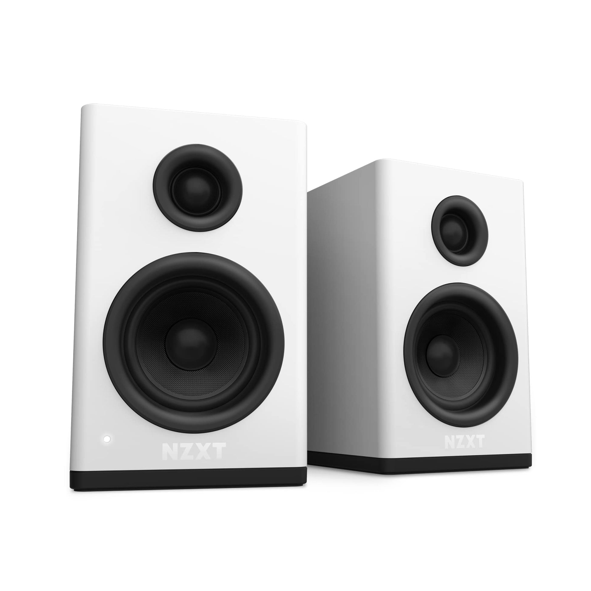 Parlantes de Escritorio Gaming NZXT Blanco con Diseño tipo Estantería y Tweeters de Domo de Seda