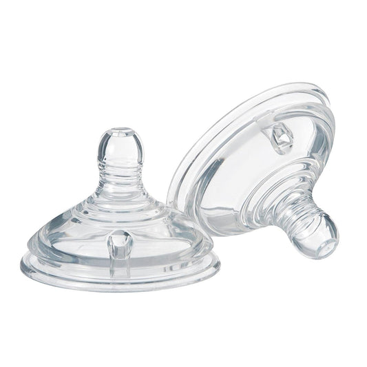 Tommee Tippee Closer to Nature Baby Bottle Teats, Breast-Like, Anti-Colic Valve, Soft Silicone, Medium Flow, 3m+, Pack of 2