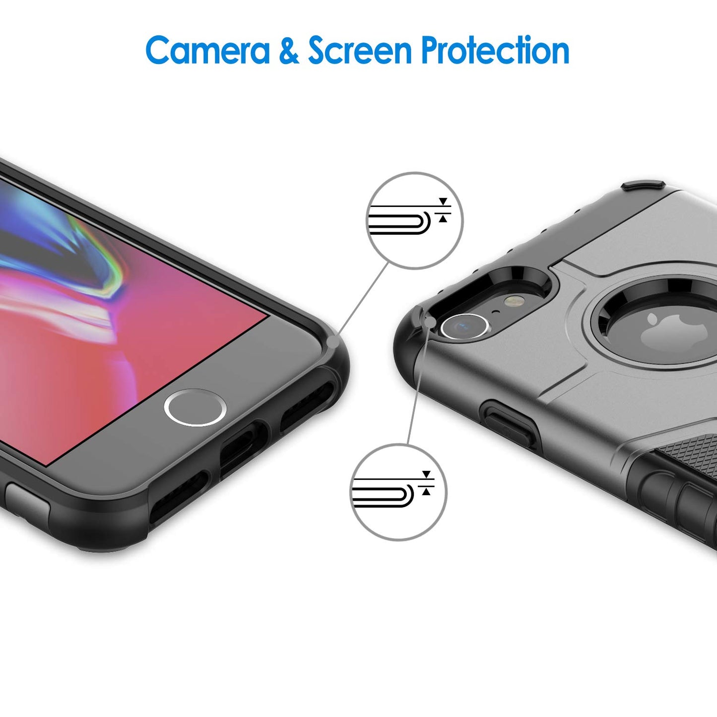 JETech Funda para iPhone 8 y iPhone 7, Carcasa Protectora de Doble Capa Absorción de Choque (Plata)