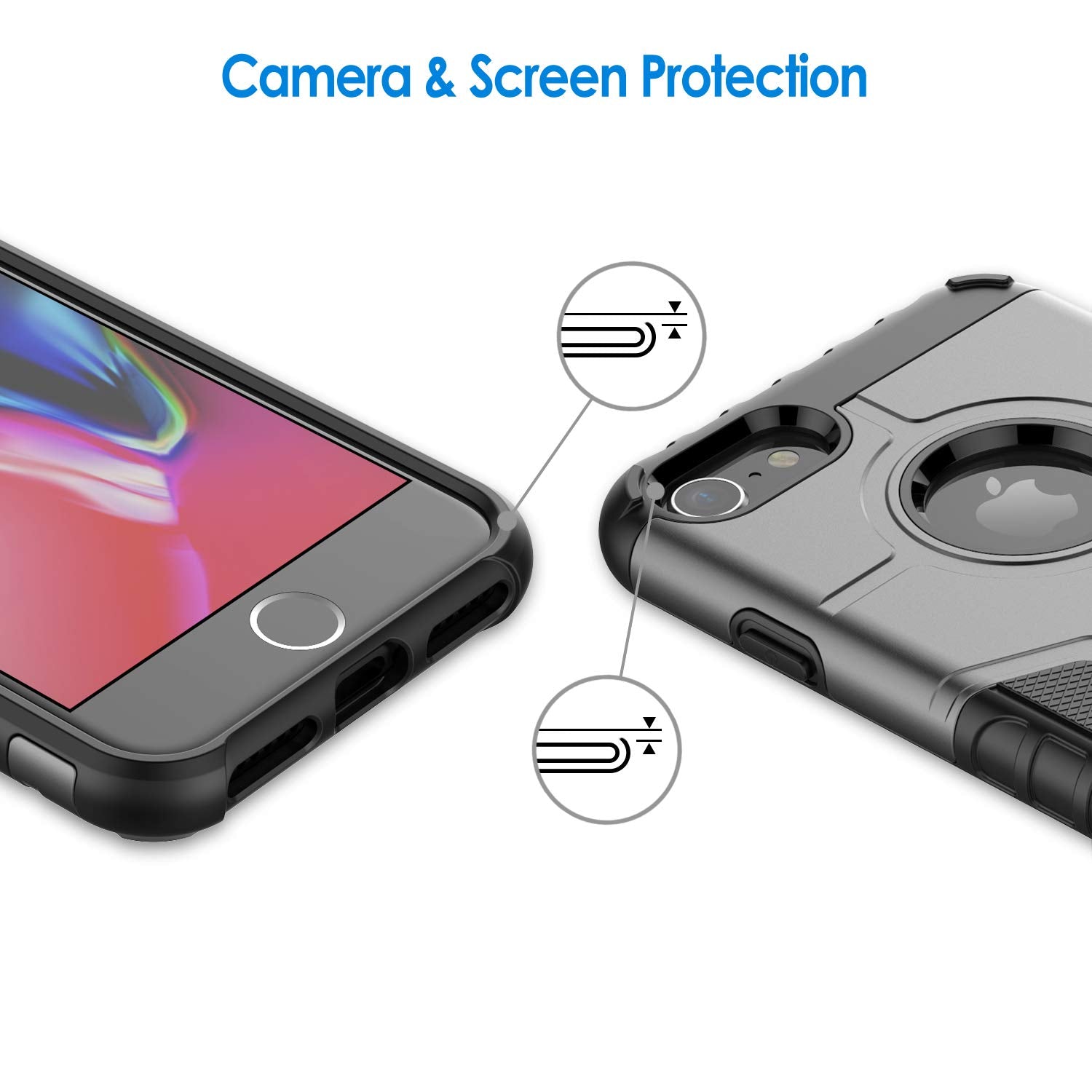 JETech Funda para iPhone 8 y iPhone 7, Carcasa Protectora de Doble Capa Absorción de Choque (Plata)