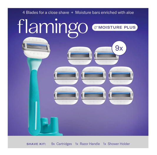 Kit de Rasuradora Flamingo Rosa Hidratante Plus para Mujer