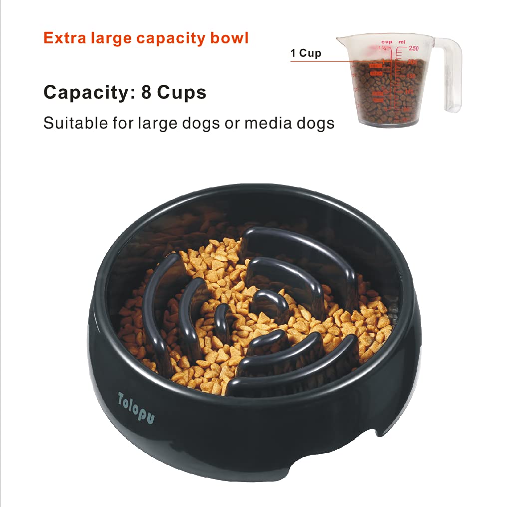 Cuencos Grandes de alimentación Lenta para Perros, Capacidad para 8 Tazas, Cuenco para Detener la hinchazón, antiasfixia, antigoteo y Divertido Cuenco de alimentación (Grande, Negro)