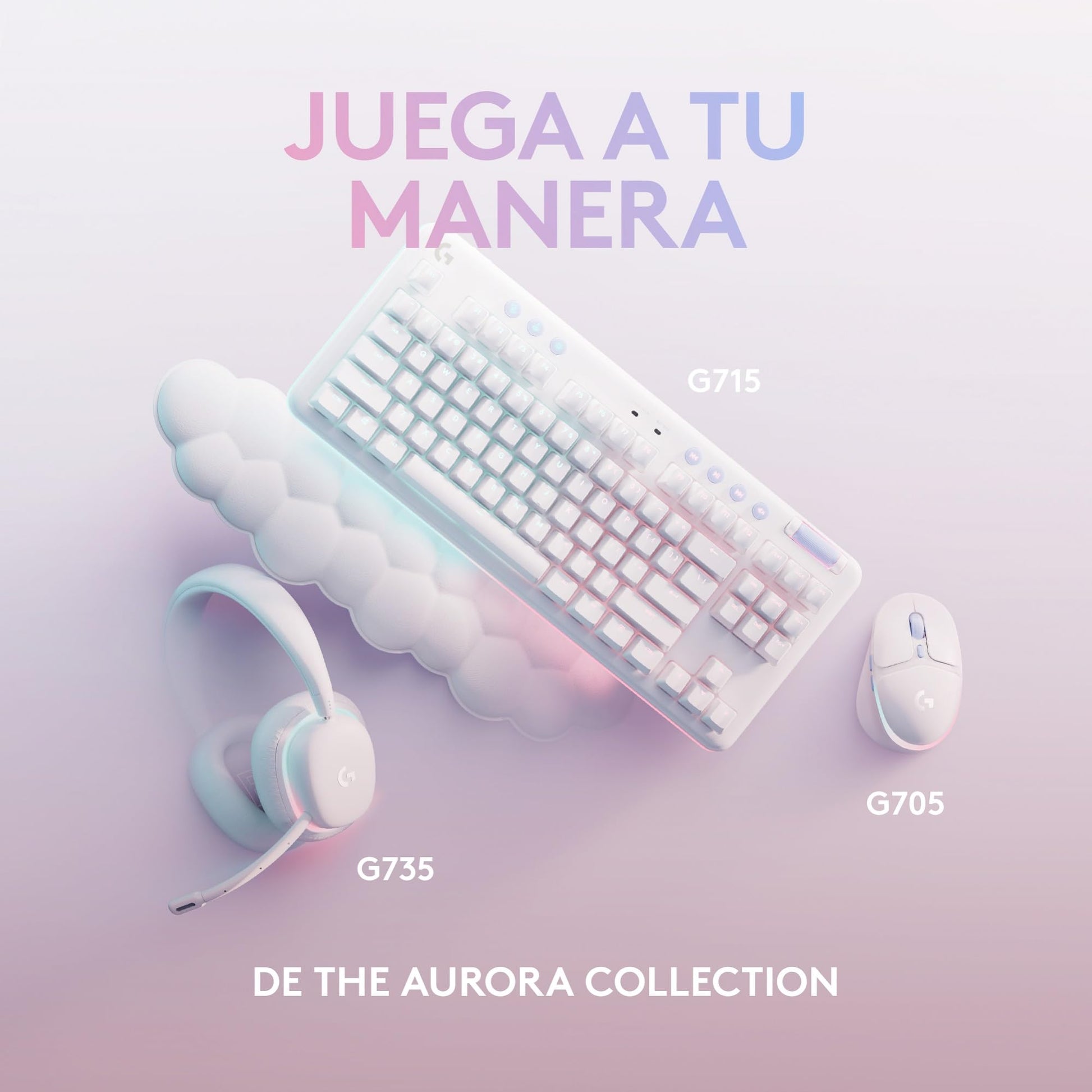 Logitech G705 Mouse Inalámbrico para Juegos, Iluminación LIGHTSYNC RGB Personalizable, Inalámbrico Lightspeed, Conectividad Bluetooth, Ligero, PC/Mac/Laptop - Blanco Niebla