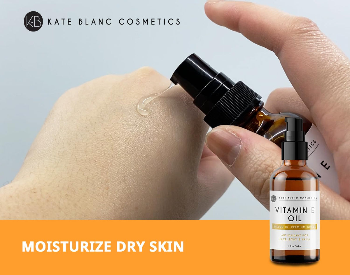 Kate Blanc Cosmetics Aceite de Vitamina E 30 ml - Antioxidante - Hidratante - Piel Suave - Hecho en USA