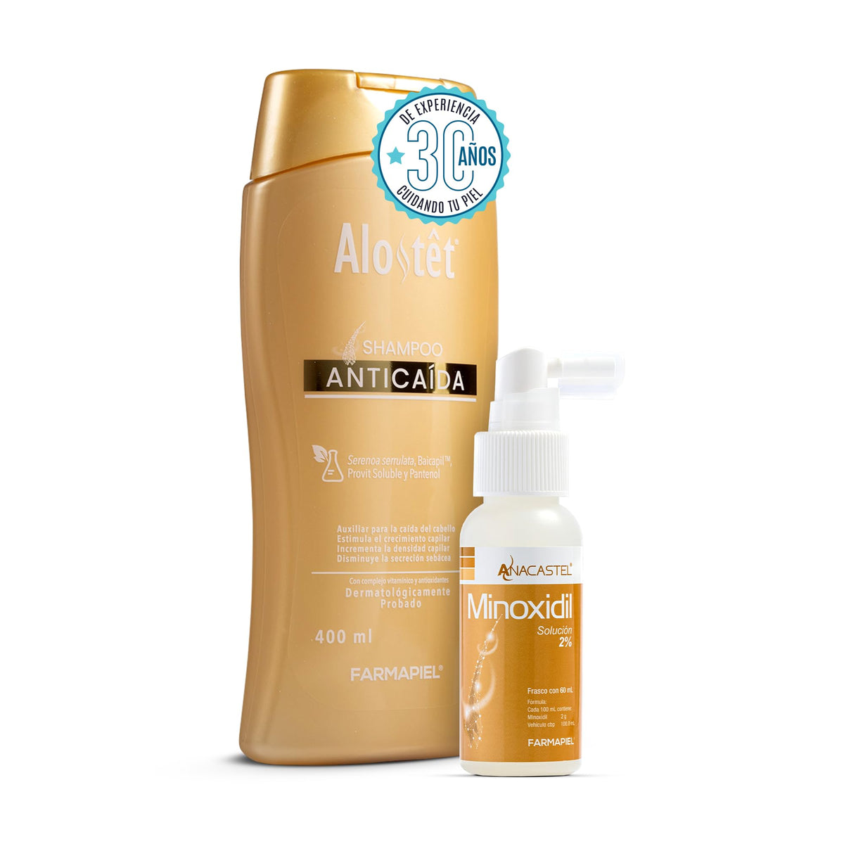 Kit Anticaída ANACASTEL Minoxidil 2% Spray Shampoo Sensitive para Mujer