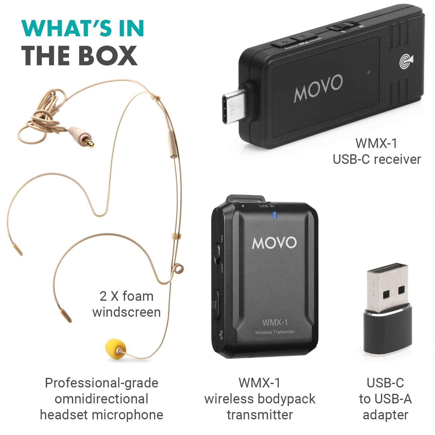 Micrófono Inalámbrico USB-C Movo OMS Para Ordenadores y Teléfonos