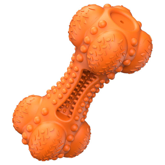 Juguete masticable para perros chirriantes para masticadores agresivos de raza grande, hueso de goma indestructible con cepillo de dientes para limpieza de dientes de perros grandes y medianos