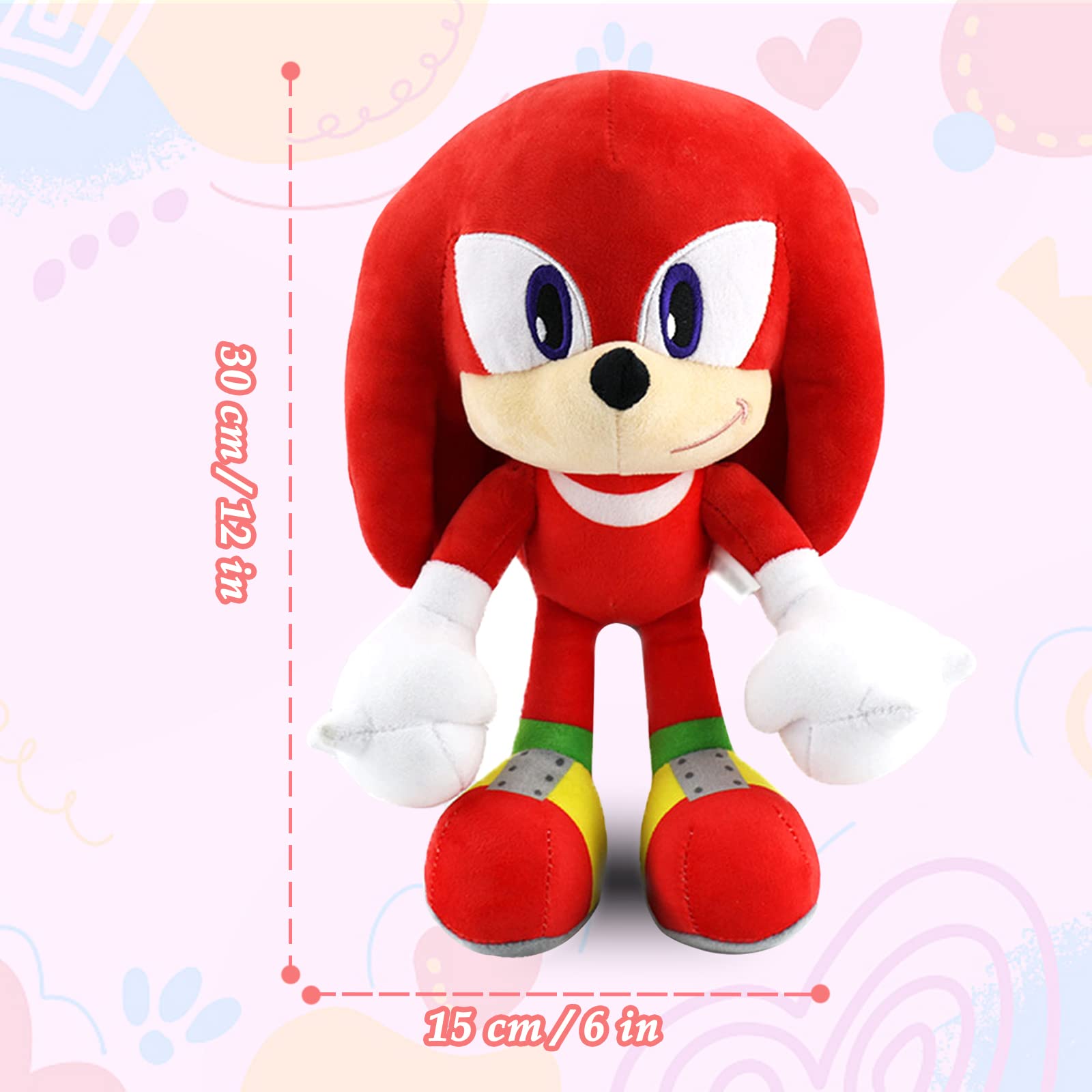 Juguetes de peluche para Hedgehog,12 pulgadas personajes de dibujos animados,Juguete de Peluche Suave para Sala de Estar,Oficina,Coche,Regalos navideños perfectos Para Niños y Niñas (Rojo)