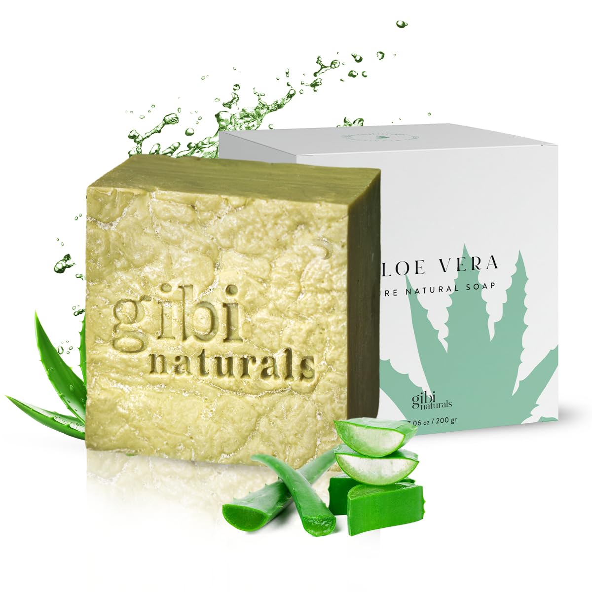 Jabón en barra de aloe vera 7,06 oz Jabón hidratante de aloe vera para rostro y cuerpo Limpia, hidrata y suaviza la piel Jabón en barra de aloe vera puro y natural para todo tipo de piel