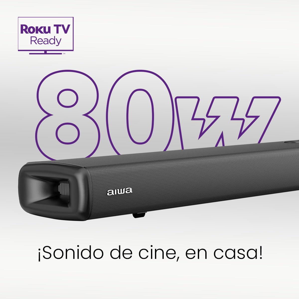 Barra de Sonido Aiwa Negro Bluetooth 2.0 CH con LED y HDMI Sonido Potente Diseño Slim para TV
