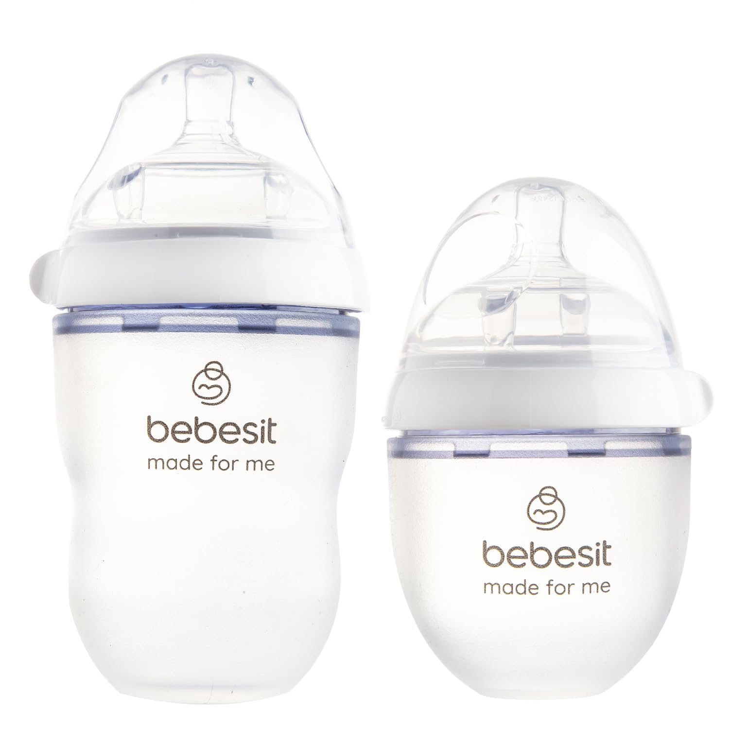 Bebesit My Cup VTK100 | Set 2 Biberones + Tetina + Asa para Bebés | Flujo Adaptable 150/250Ml 5/8Oz | Silicona Anti-Derrame Libre de BPA | Compatible con Microondas y Lavavajillas