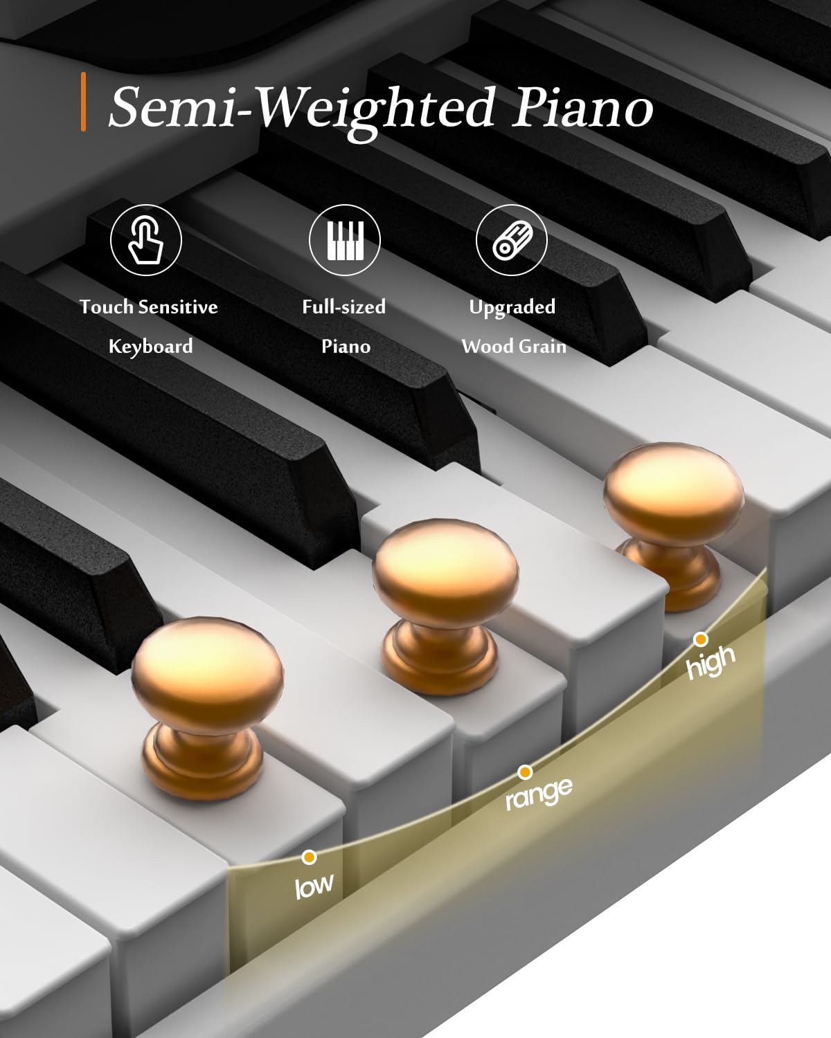 FingerBallet - Teclado de piano portátil con doble peso para piano digital de 88 teclas, tamaño completo, grano de madera, teclado de piano eléctrico con Bluetooth MIDI, adecuado para adultos, niños pequeños, niños
