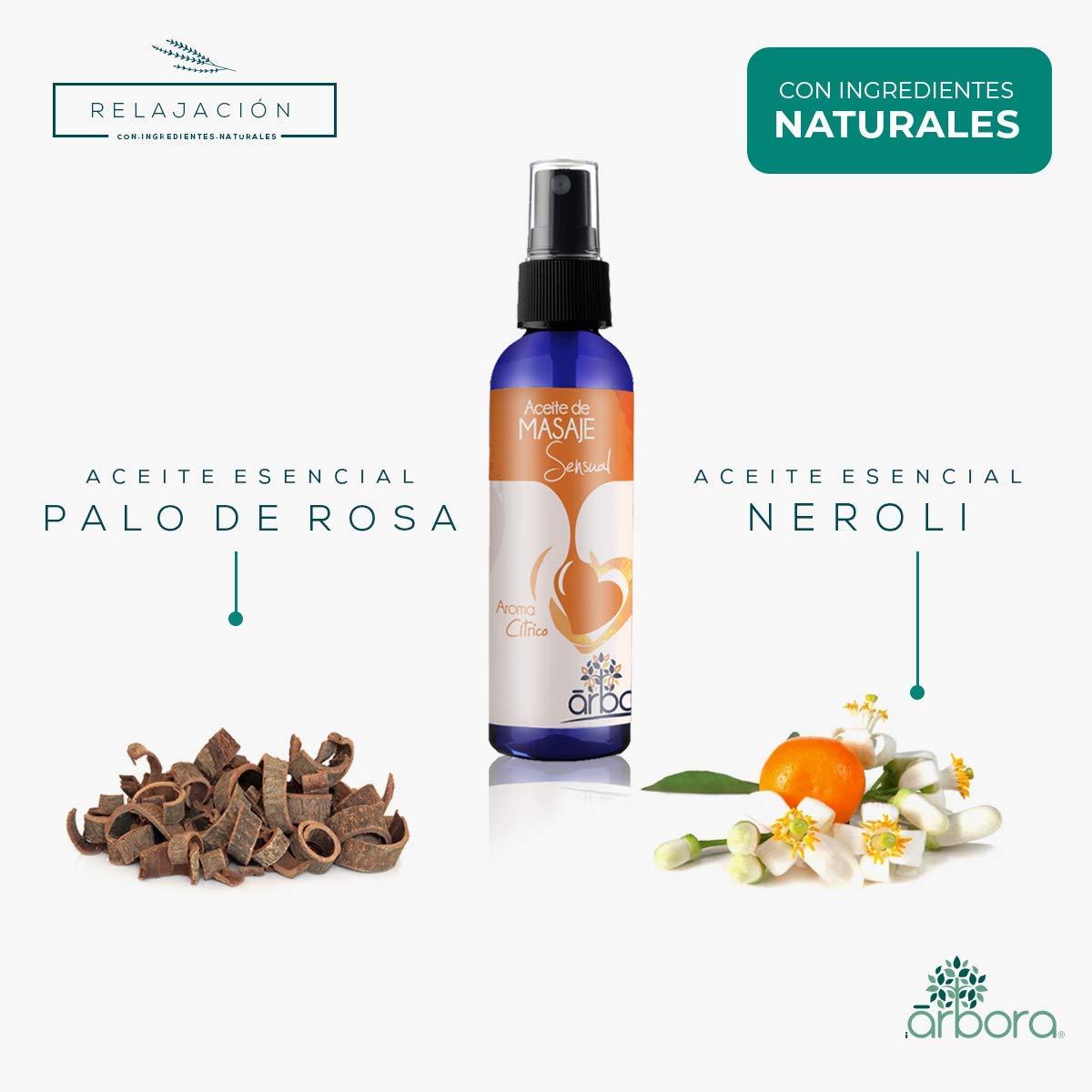 Set de Aceites para Masaje Árbora Sándalo Cítrico Lavanda con Esenciales Puros para Aromaterapia