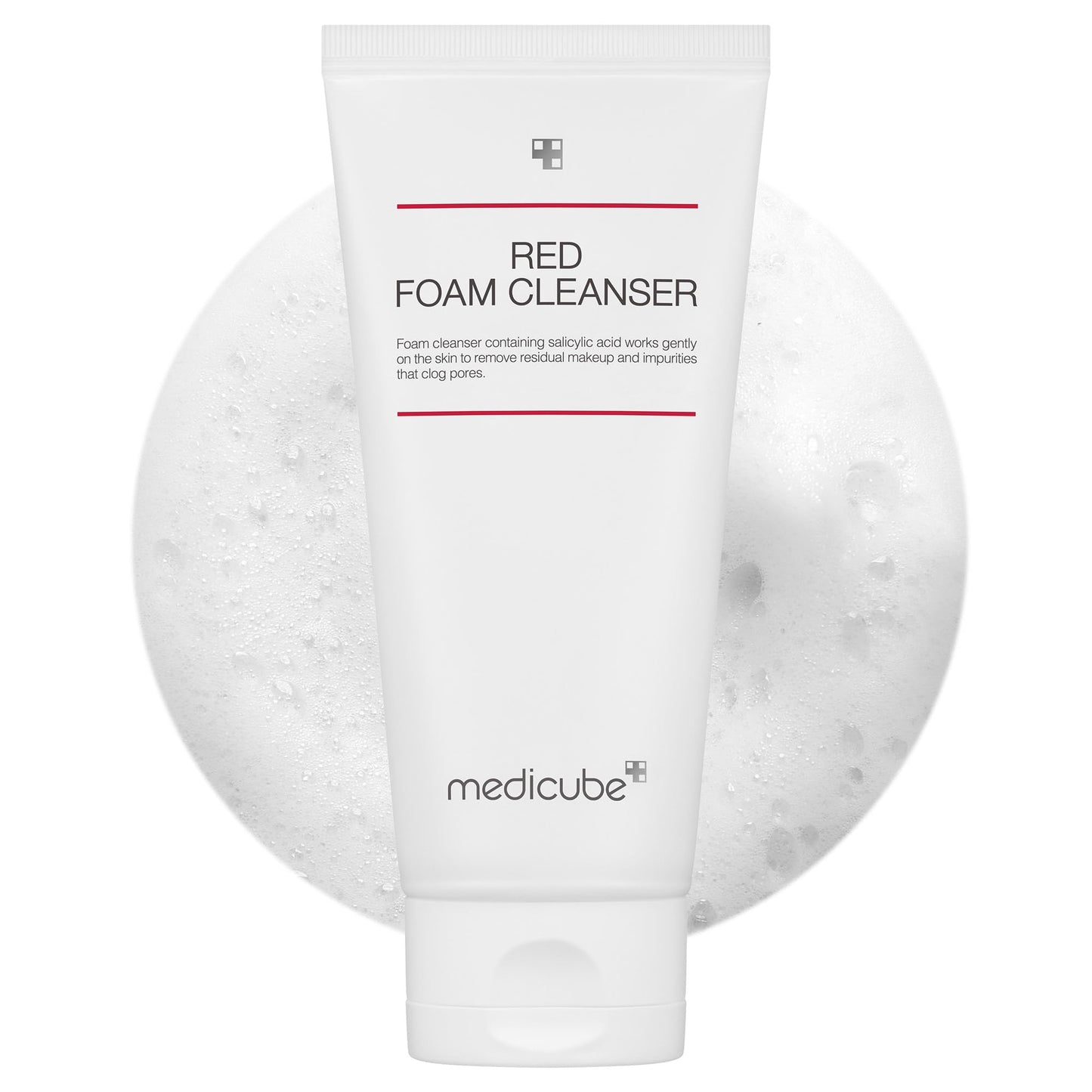 MEDICUBE Red Foam Cleanser 2020, Limpiador Facial Coreano en Espuma con Ácido Salicílico 0.45%, para Exceso de Grasa, Poros y Textura, 120 ml