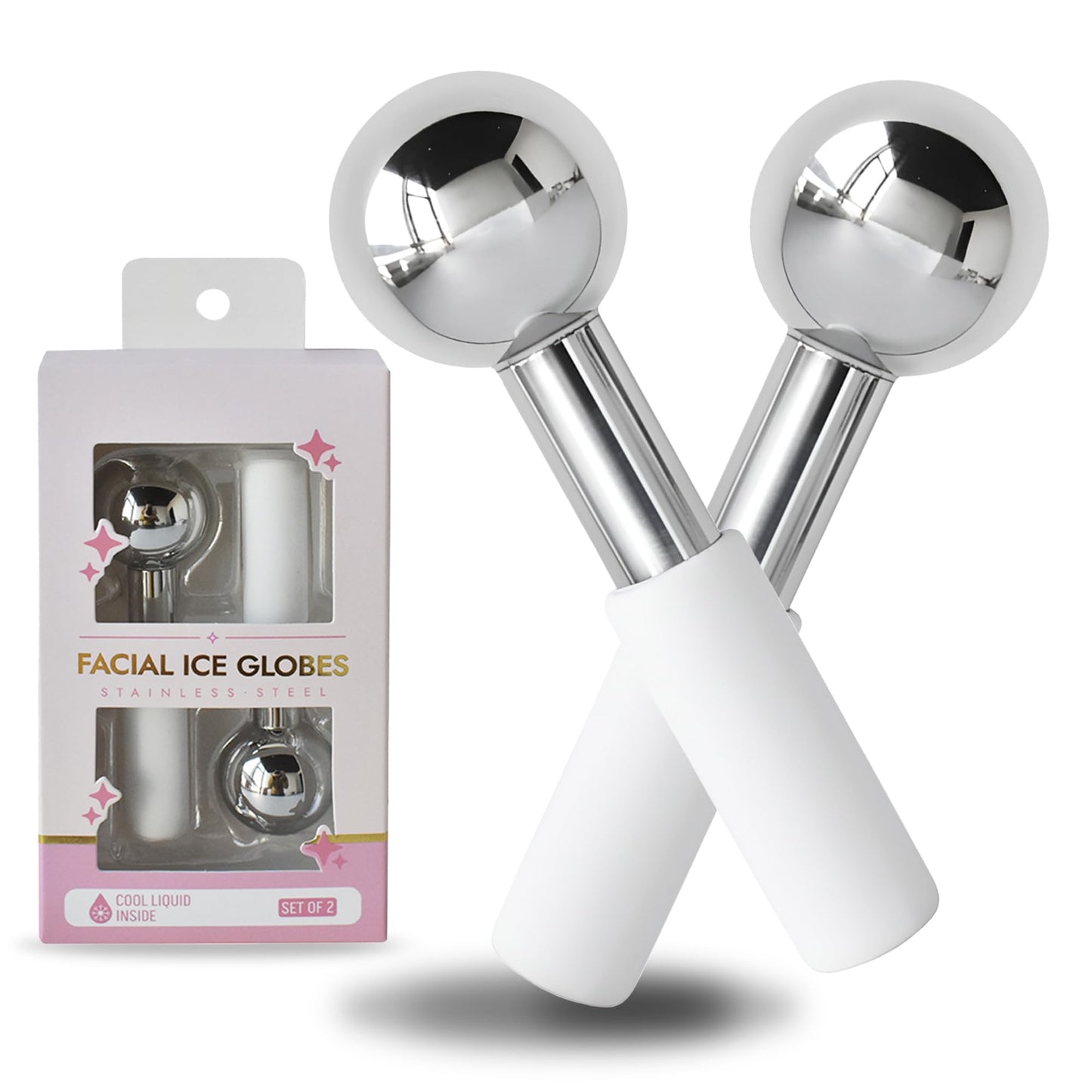 Globos de hielo para rostro y ojos, masajeador criogénica de acero inoxidable irrompible para rutinas de cuidado de la piel, globos de enfriamiento multifuncionales para hinchazón, piel flacidez