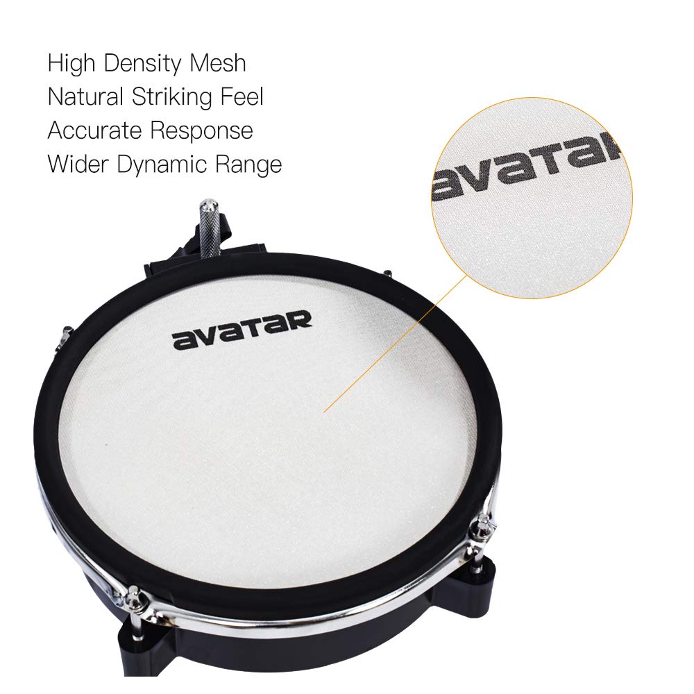 HXW Paquete De Pads De Tom/Snare Con Cabeza De Malla De Zona Dual Para Batería Electrónica, 8 Pulgadas Paquete De Pads De Batería De 8" Negro