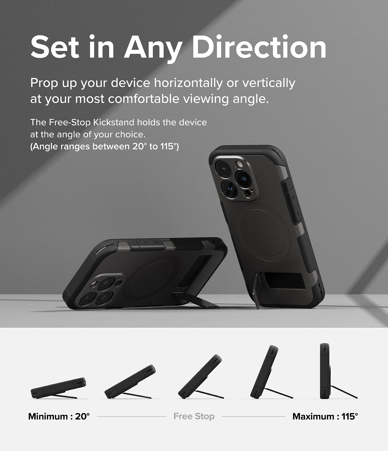 Funda Ringke Alles Magnética Gunmetal con Soporte Ajustable para iPhone 15 Pro Compatible con MagSafe