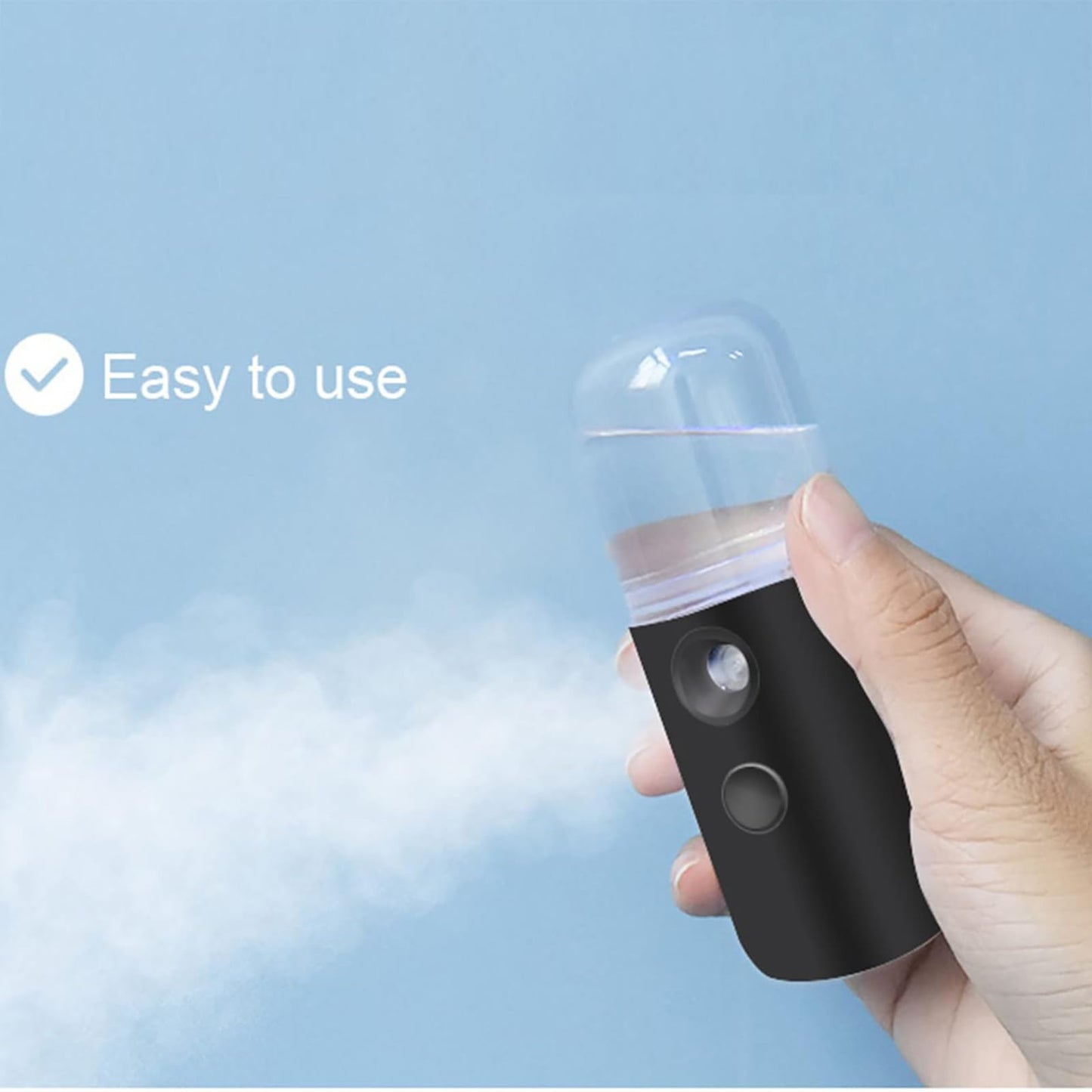 Kingsmile Nano Mist Sprayer, Hidratante Nano Facial Mister, Portable Mini Nano Mister, Práctico rociador hidratante para extensiones de pestañas Cuidado de la piel Maquillaje, 1OZ / 30ML Tanque de agua visual Negro