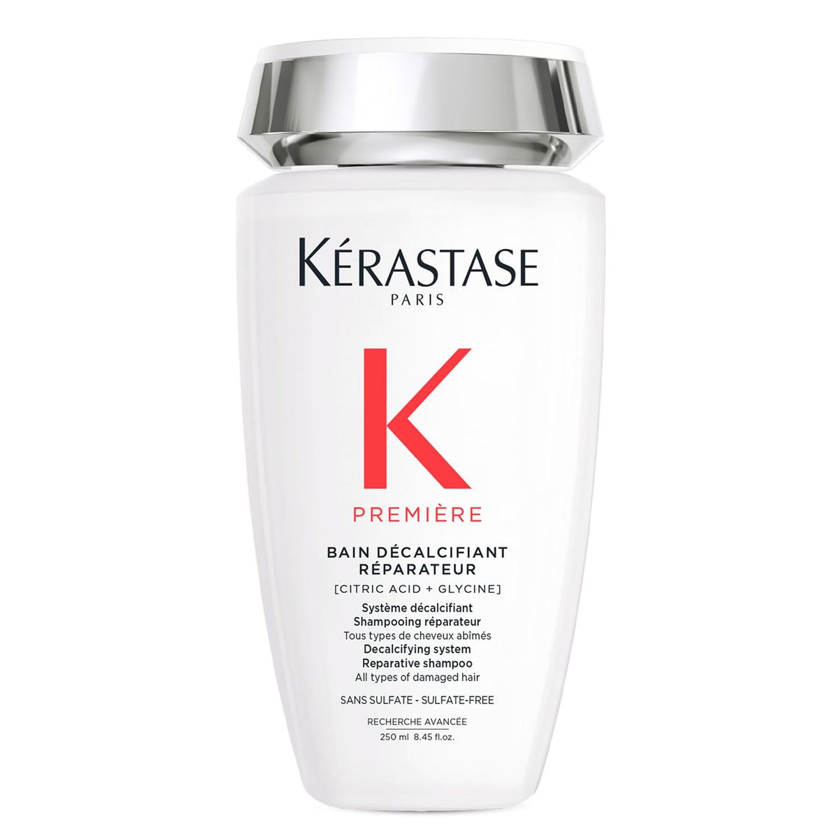 KÉRASTASE Premier Bain decalcificant Reparateur | Shampoo para Cabello Dañado | Elimina el Calcio, Fortalece y Repara el Cabello | Con Ácido cítrico y Glicina | 250ml
