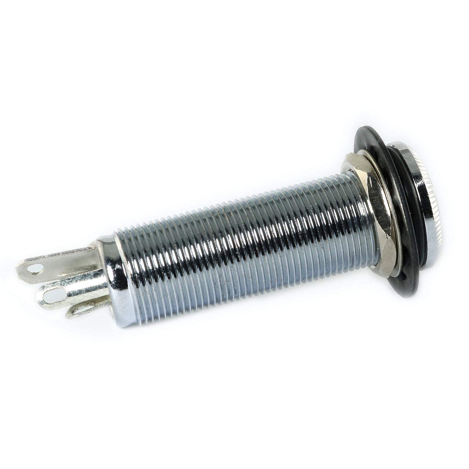 RLECS - Bajos de latón para guitarra eléctrica de 1/4 pulgadas, conector de barril de 44,5 x 16 cm, entrada y salida de cilindro, conector de rosca larga, piezas y accesorios, color plateado