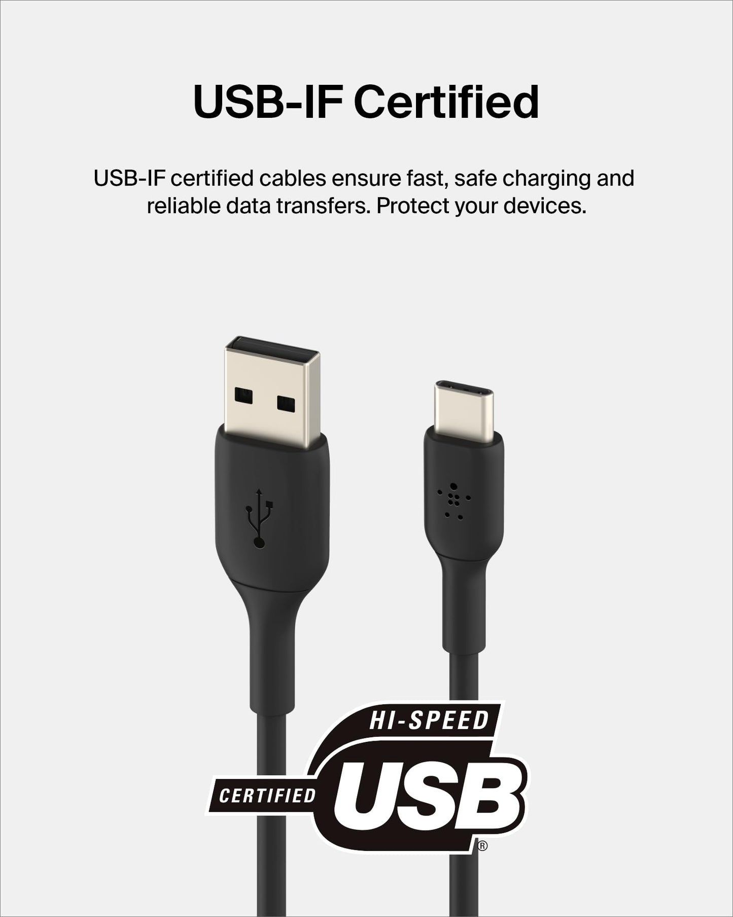 Belkin cable USB-C Boost Charge (cable USB-C a USB-A, cable USB Type-C para iPad Pro, Nintendo Switch, Pixel, dispositivos de Samsung y otros, 1 m), negro