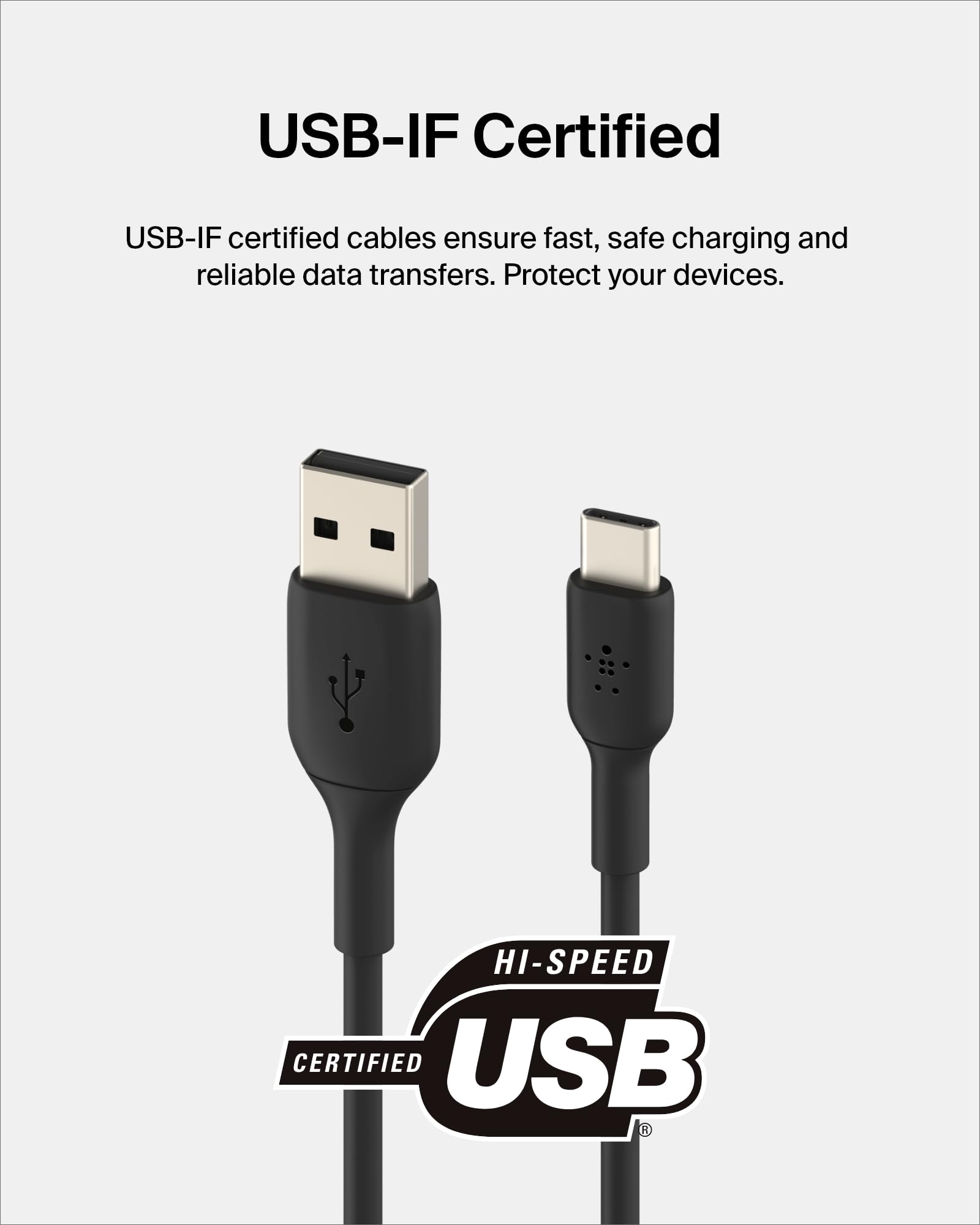 Belkin cable USB-C Boost Charge (cable USB-C a USB-A, cable USB Type-C para iPad Pro, Nintendo Switch, Pixel, dispositivos de Samsung y otros, 1 m), negro