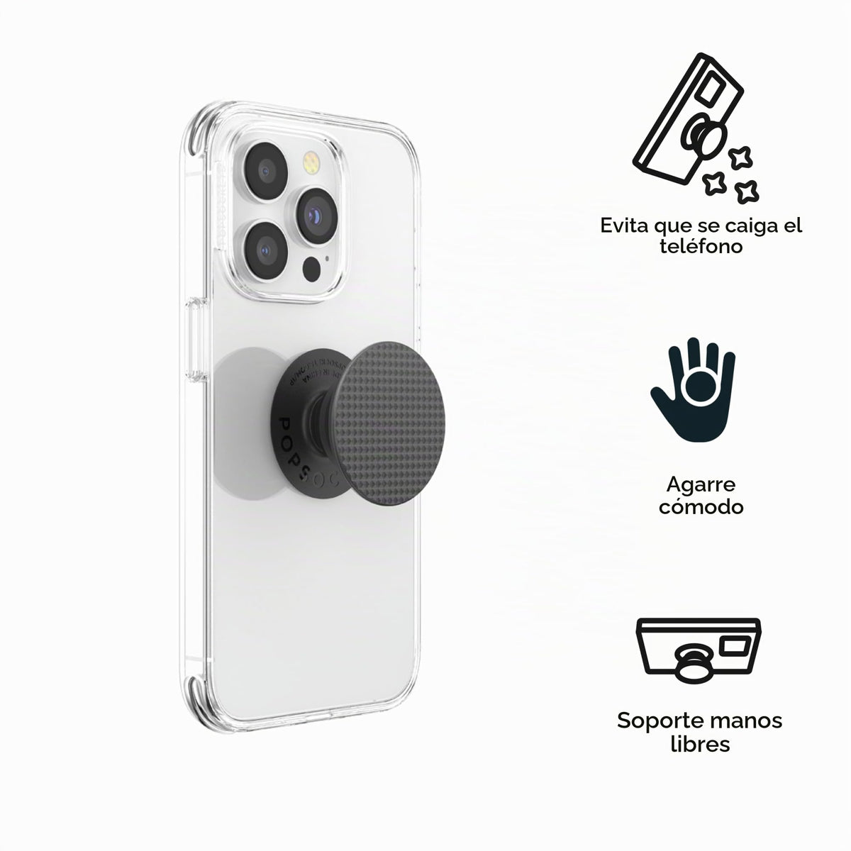 Accesorio para Smartphone PopSOCKETS Negro con Textura Moleteada