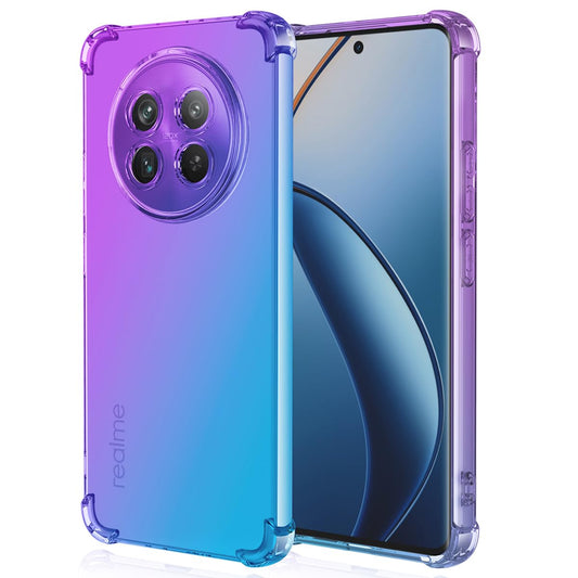 DABUNA Funda para Realme 12 5G Case Uso Rudo,Transparente Colores Degradados Protectora de Cámara Anticaída Carcasa Bumper(Púrpura Azul)