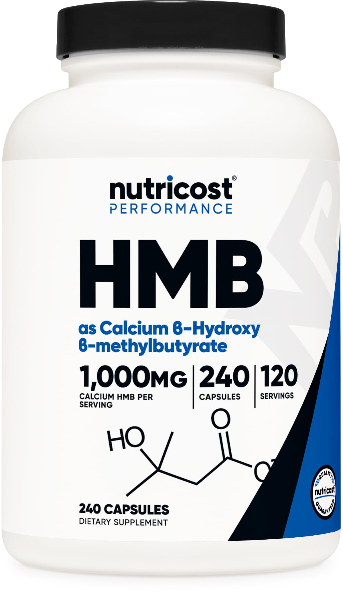 Suplemento HMB Nutricost Blanco Sin Gluten y Sin OGM