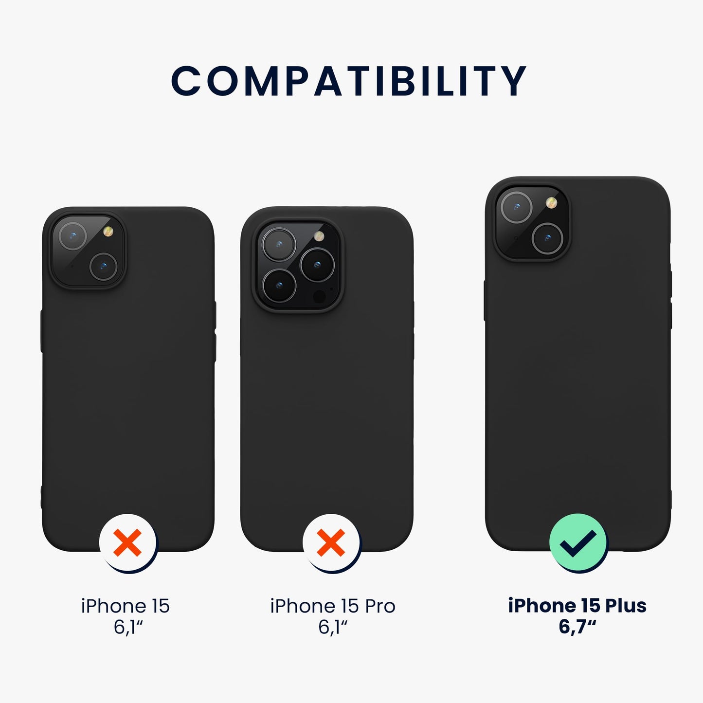 kwmobile Funda para iPhone 15 Plus Carcasa - Case de TPU y Silicona Ultrafino para Smartphone - Protector antigolpes con Bordes elevados para móvil - Negro Mate