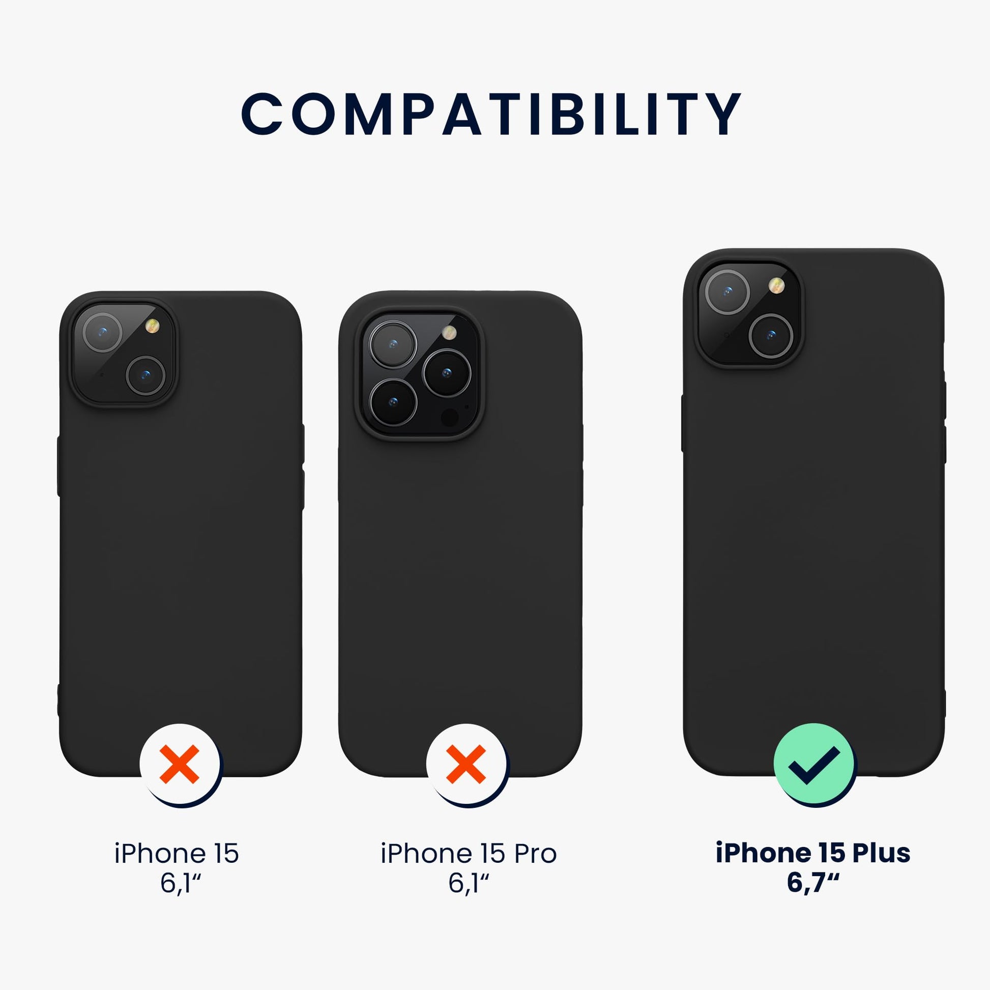 kwmobile Funda para iPhone 15 Plus Carcasa - Case de TPU y Silicona Ultrafino para Smartphone - Protector antigolpes con Bordes elevados para móvil - Negro Mate