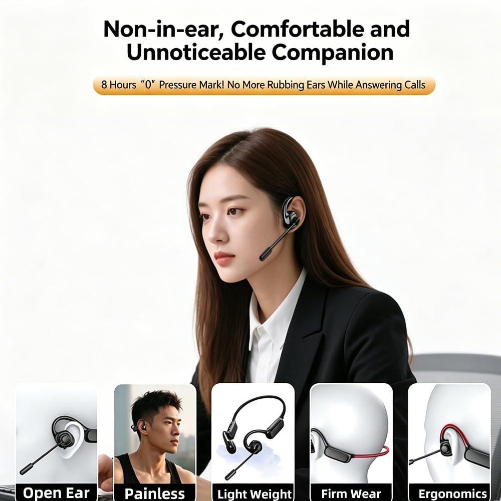 Auriculares Bluetooth AYI Conducción Abierta con Micrófono Giratorio 270° ENC para Oficina