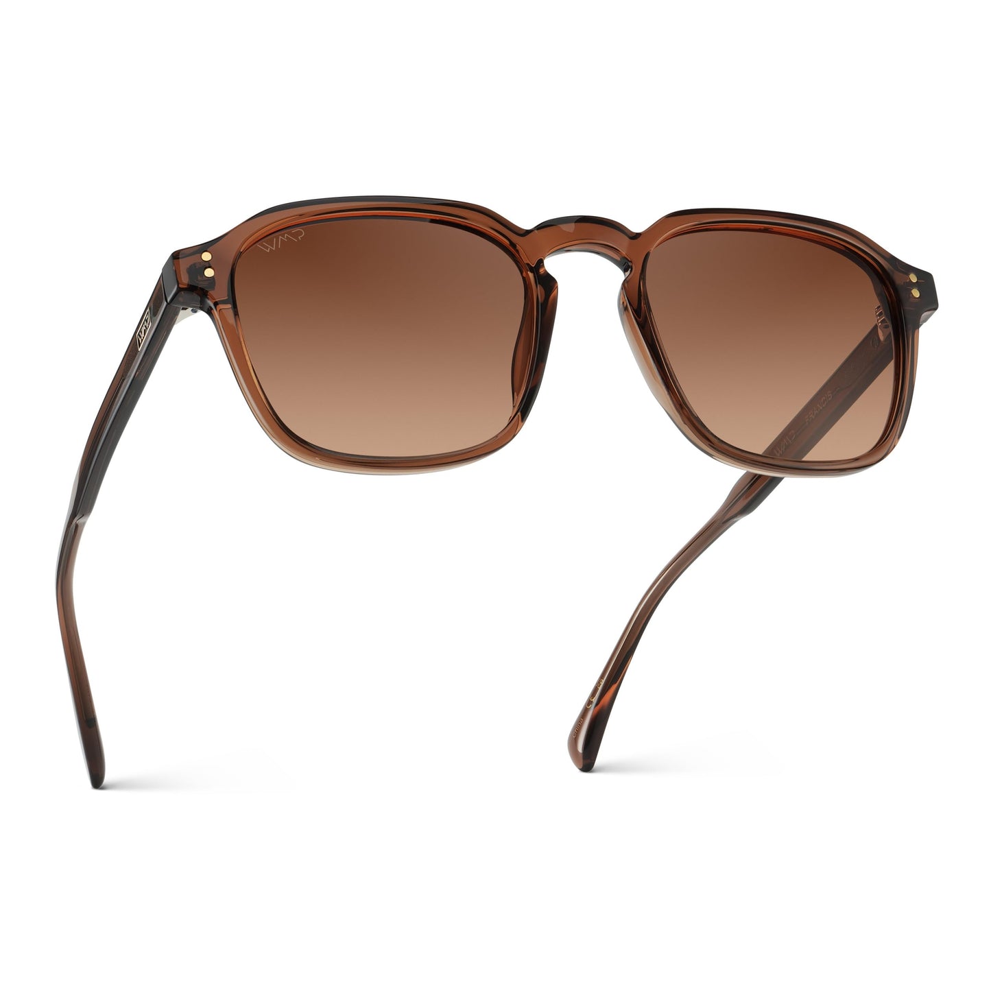 WearMe Pro Gafas de sol cuadradas polarizadas para hombre – Ajuste ancho, estilo retro, UV400, montura ligera para conducir y uso diario (marrón terracota/marrón cobre degradado L