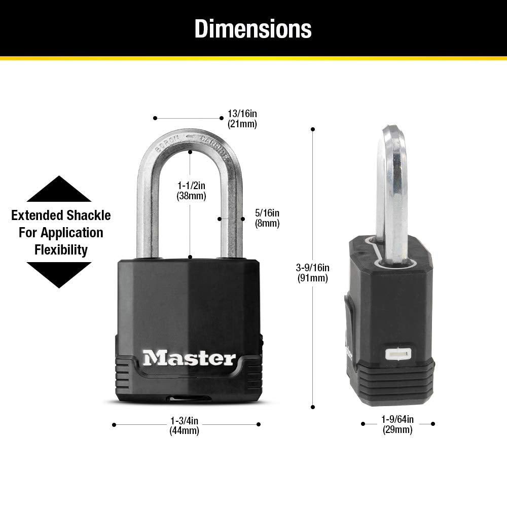 Candado Laminado Master Lock Magnum 4.7 cm Acero Recubierto Paquete de 4
