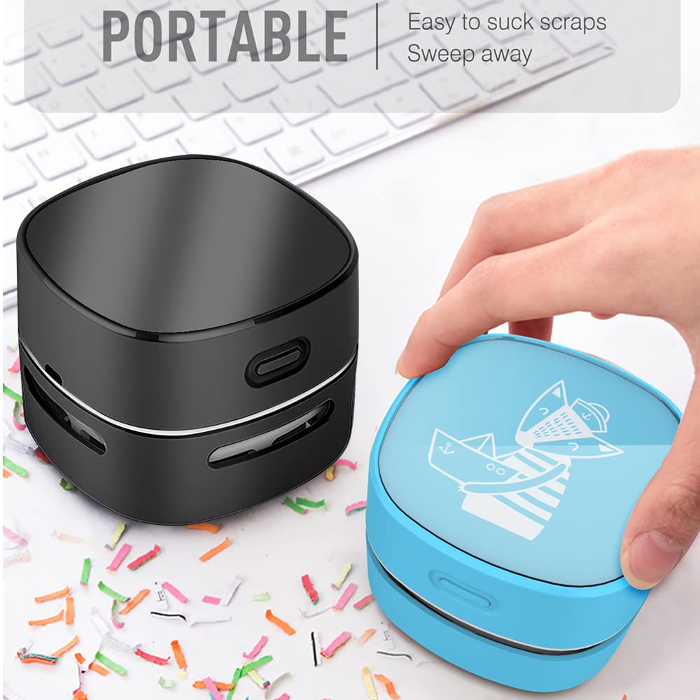 ODISTAR - Aspiradora de computadora, mini barredora de polvo de mesa, ahorro de energía, alta resistencia hasta 400 minutos, diseño giratorio de 360º para teclado, hogar, escuela, oficina (carga