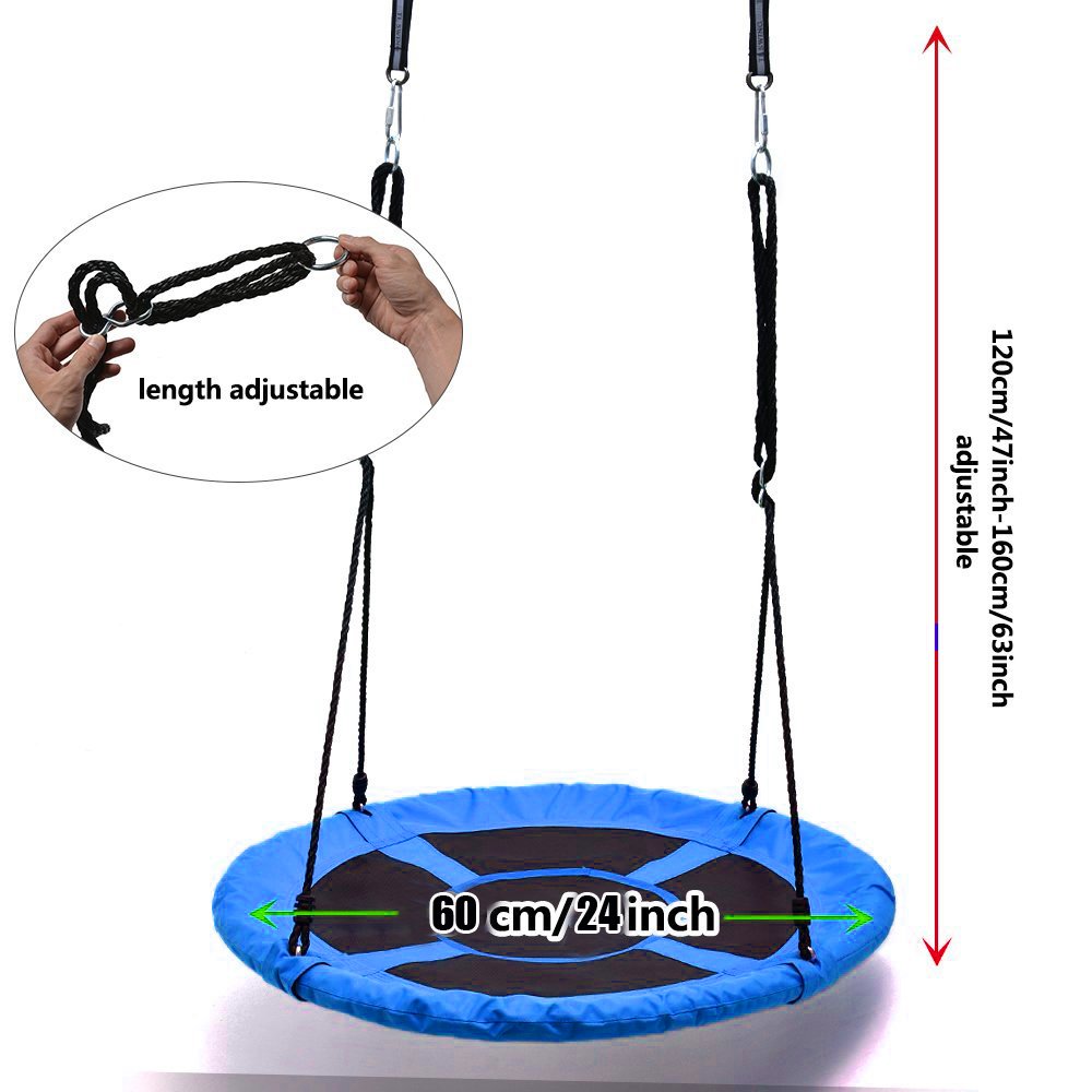 Disc - Juego de asiento de cuerda gigante para colgar en árbol, resistente, fácil de configurar para niños, adultos, exteriores, patio, jardín, 40 pulgadas/24 pulgadas