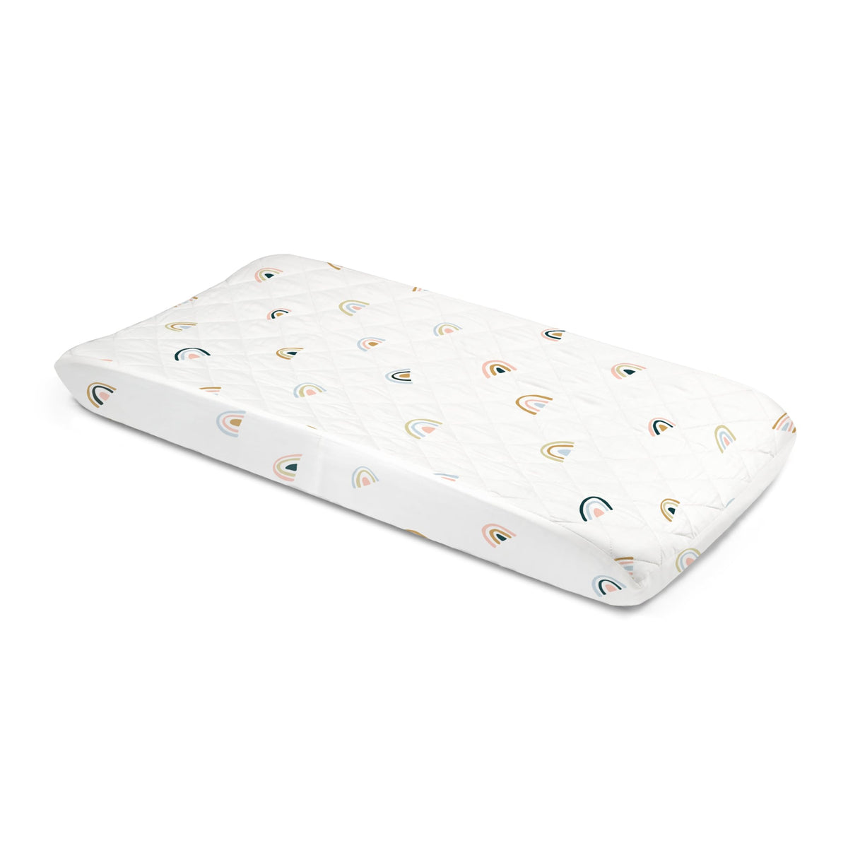 Makemake Organics - Funda para cambiador orgánico de algodón orgánico certificado GOTS, funda para cambiador de mesa no tóxica, acolchada, ultra suave, para niñas y niños (16 x 33 pulgadas, arco iris)