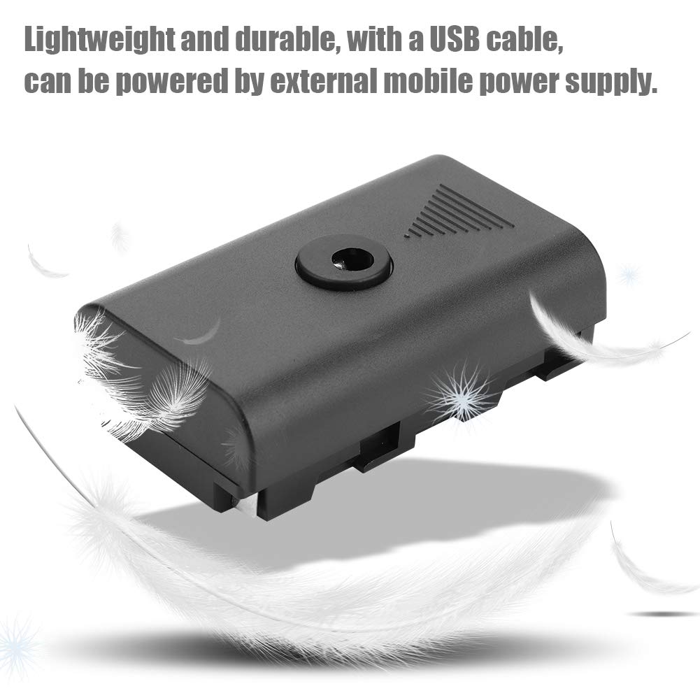NP-F Batería ficticia Fuente de alimentación externa Acoplador de batería ficticia Adaptador de fuente de alimentación de CA para NP-F550 F570 F770 F750 F970 F990 con cable USB para alimentar la cámar