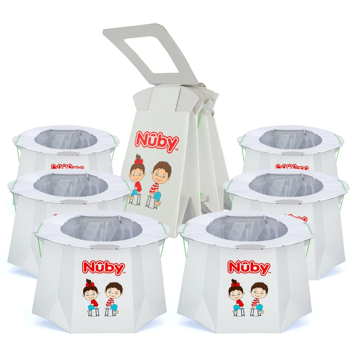 Nuby - Orinal desechable de viaje con forro - Orinal plegable y portátil; esencial para el baño de niños pequeños para campamento, viajes y paseos en coche - Orinal de viaje para niños pequeños,