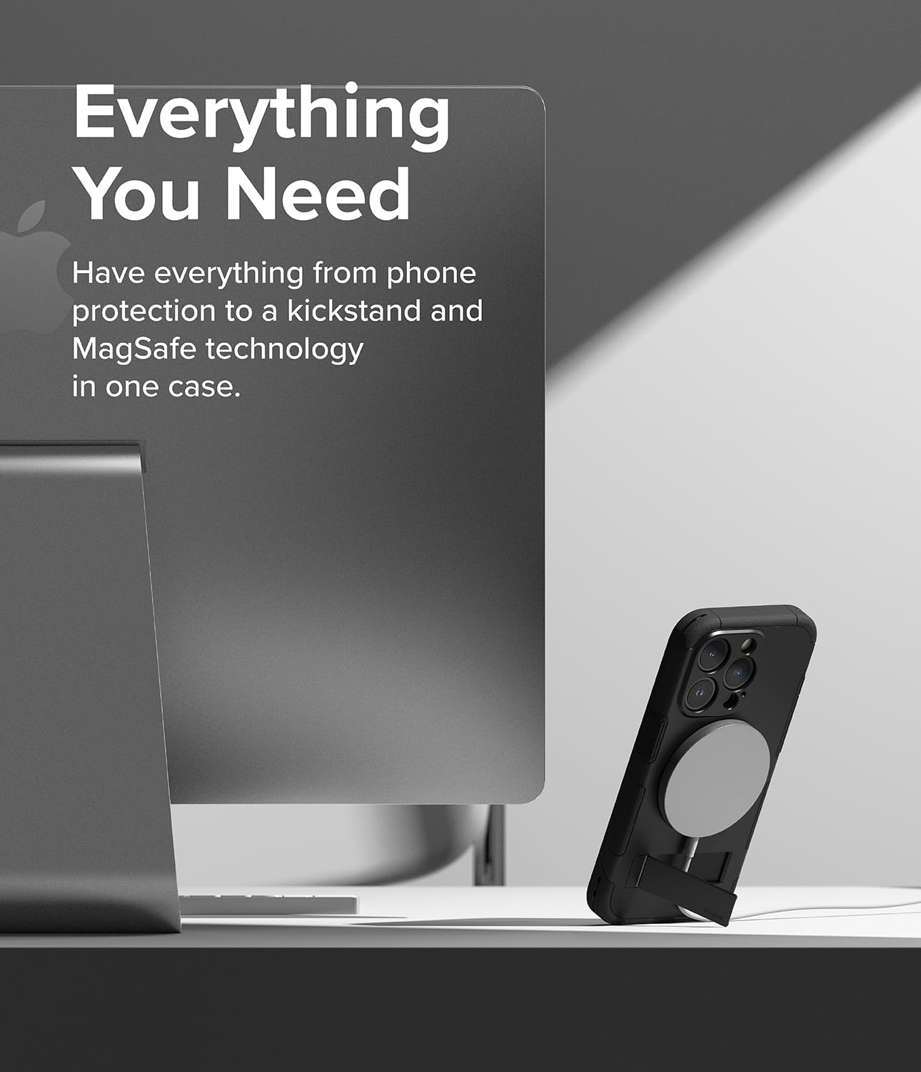 Funda Magnética Ringke Alles Black con Soporte Ajustable Compatible con iPhone 15 Pro y MagSafe para Hombre y Mujer