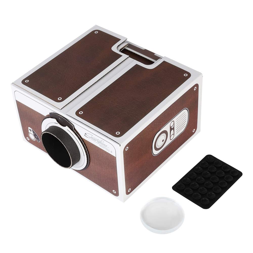 Qioni Mini Portátil Videoproyector de Cine en Casa Segunda Generación Proyector de Video para Video/Películas/Juegos/Cine en Casa DIY Inteligente Proyector para Teléfonos Móviles