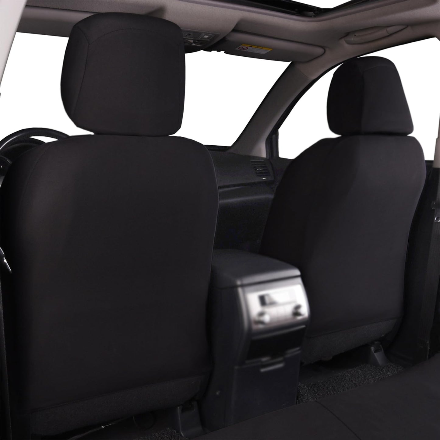 Flying banner car Seat Fund asiento delantero asiento trasero protector de asiento trasero de poliéster coche fácil de instalar asiento trasero dividido clásico camión masculino y femenino (conjunto completo - respaldo bajo - paquete combinado, negro y gr