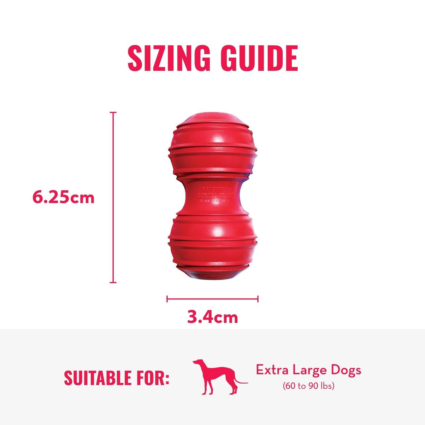 Kong Dental Juguete para los Dientes del Perro, Extragrande, Rojo