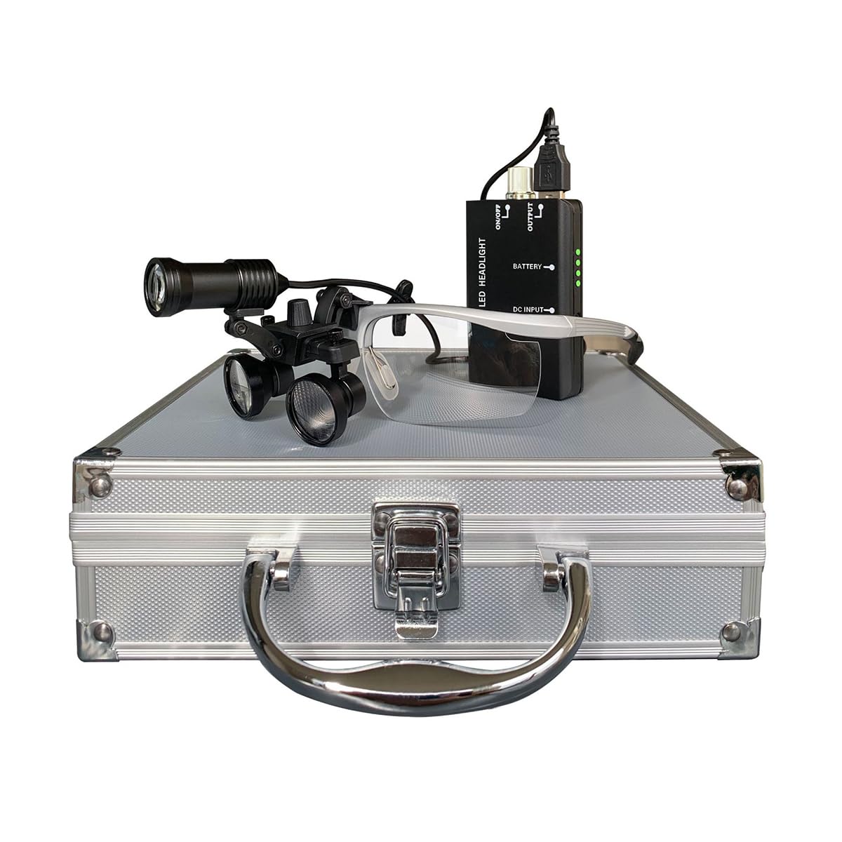 GustasMe Lupas Binoculares 3.5X, Gafas De Ajuste Bidireccional LED, Anteojos De Lupa Binocular Montada en la Cabeza con Box, para Salones de Belleza
