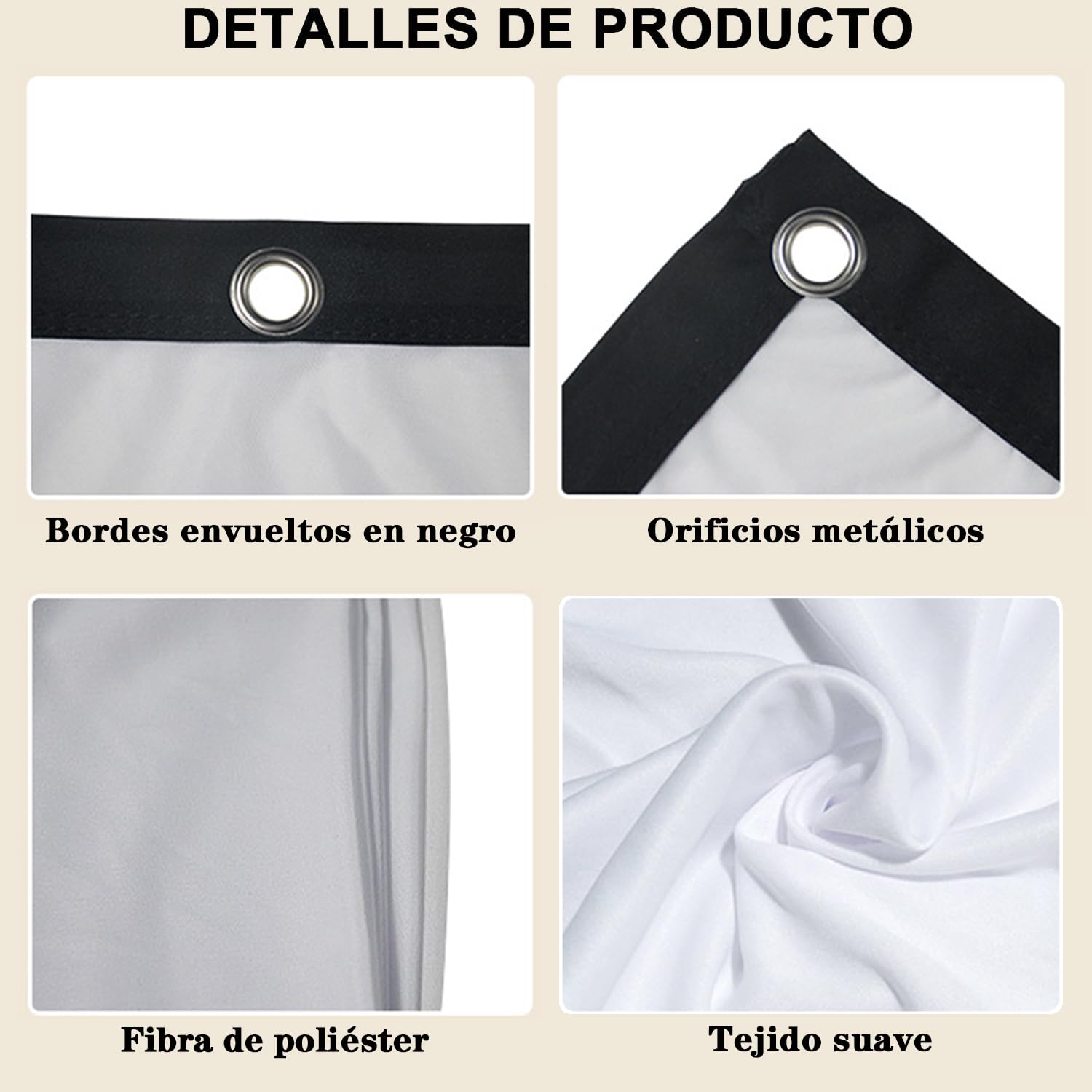 Genérico 100 Pulgadas Visualización de Proyección, Pantalla para Proyector, 16:9, Antiarrugas, HD 4K Lona para Proyector, Plegable, Portátil, para Fiesta, Cine En Casa y Camping